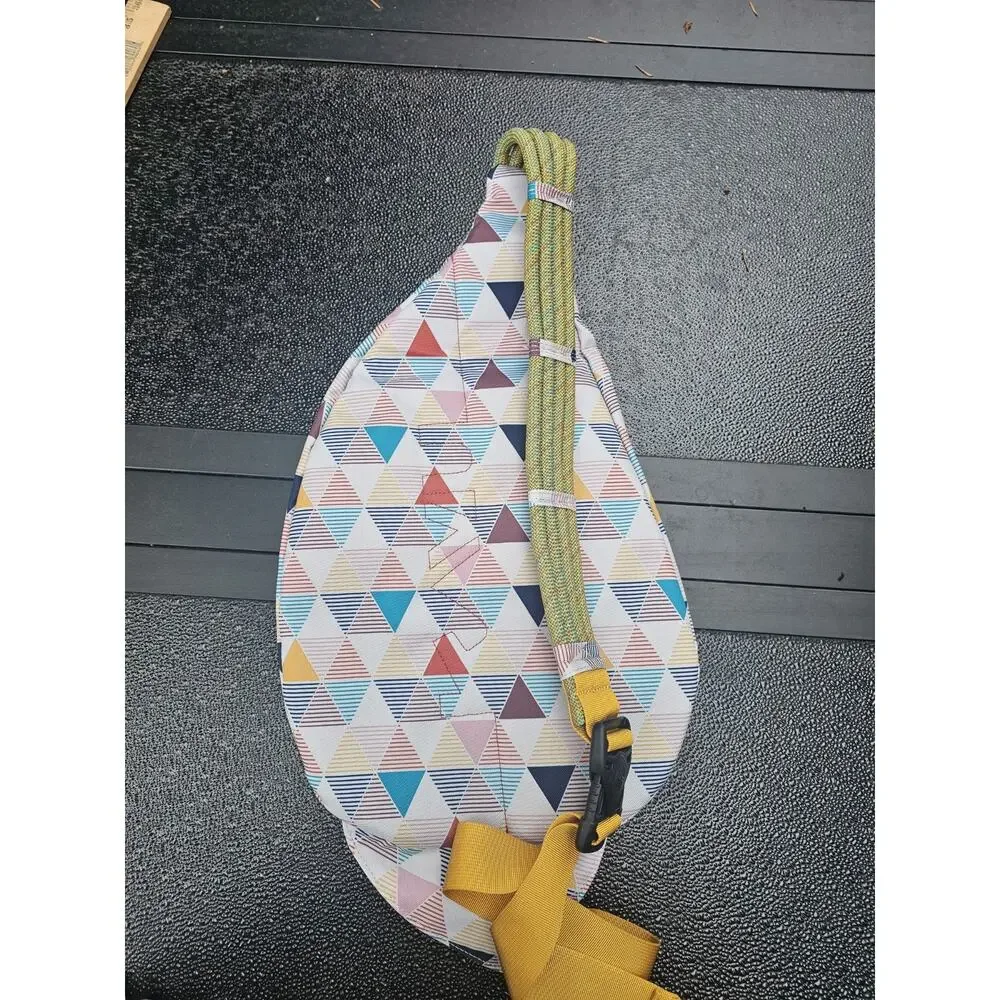 KAVU Rope Sling Crossbody Bag Colorblock Medium Adjustable Strap Outer Pockets